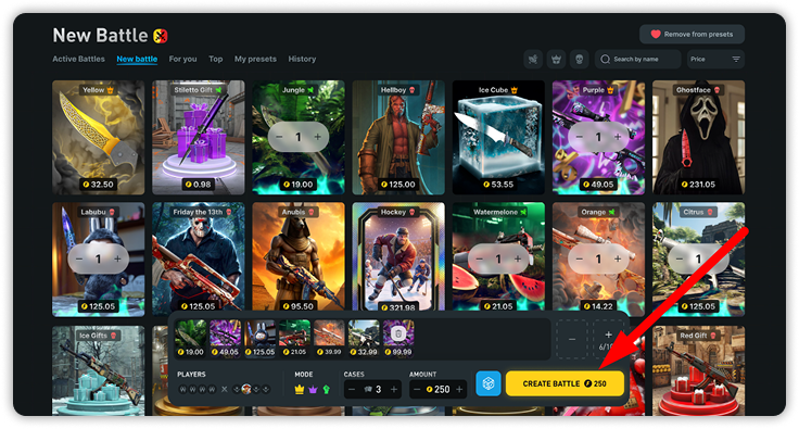 Case battle arayüzü